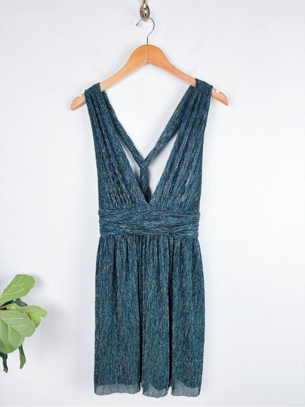 NWT Lulu’s Ailey Gold & Teal Blue Formal Mini dress Sz L - Picture 3 of 11